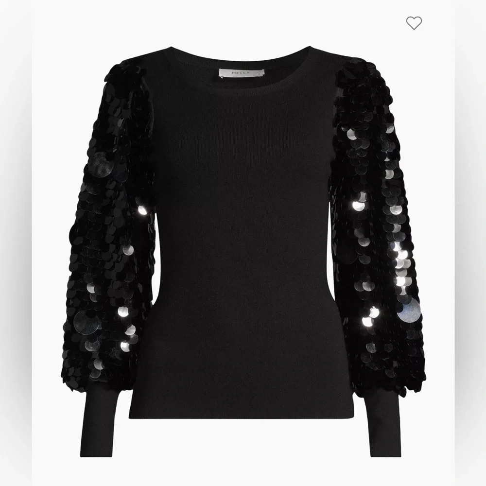 ! MILLY
Pailette Sequin Sleeve Sweater NWT
